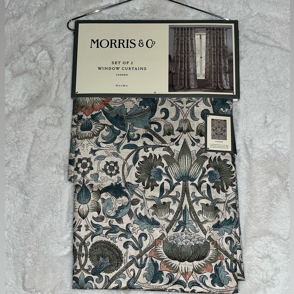 NWT William Morris Co. Lodden design curtains set 50”x 84”